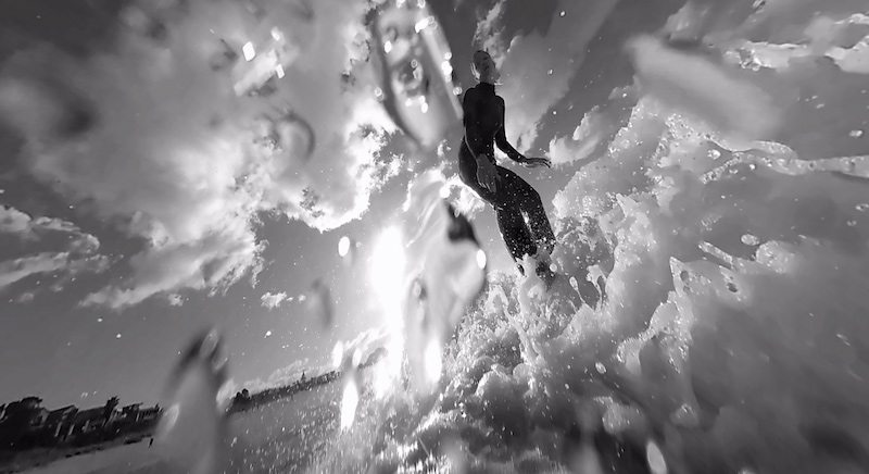 Surfing in virtual reality: 360 degree surfer girl